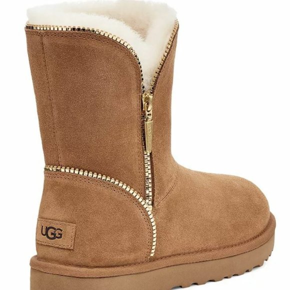 UGG Florence Women's Shearling Lined Cold Weather Boots Shoes Chestnut - Picture 2 of 7